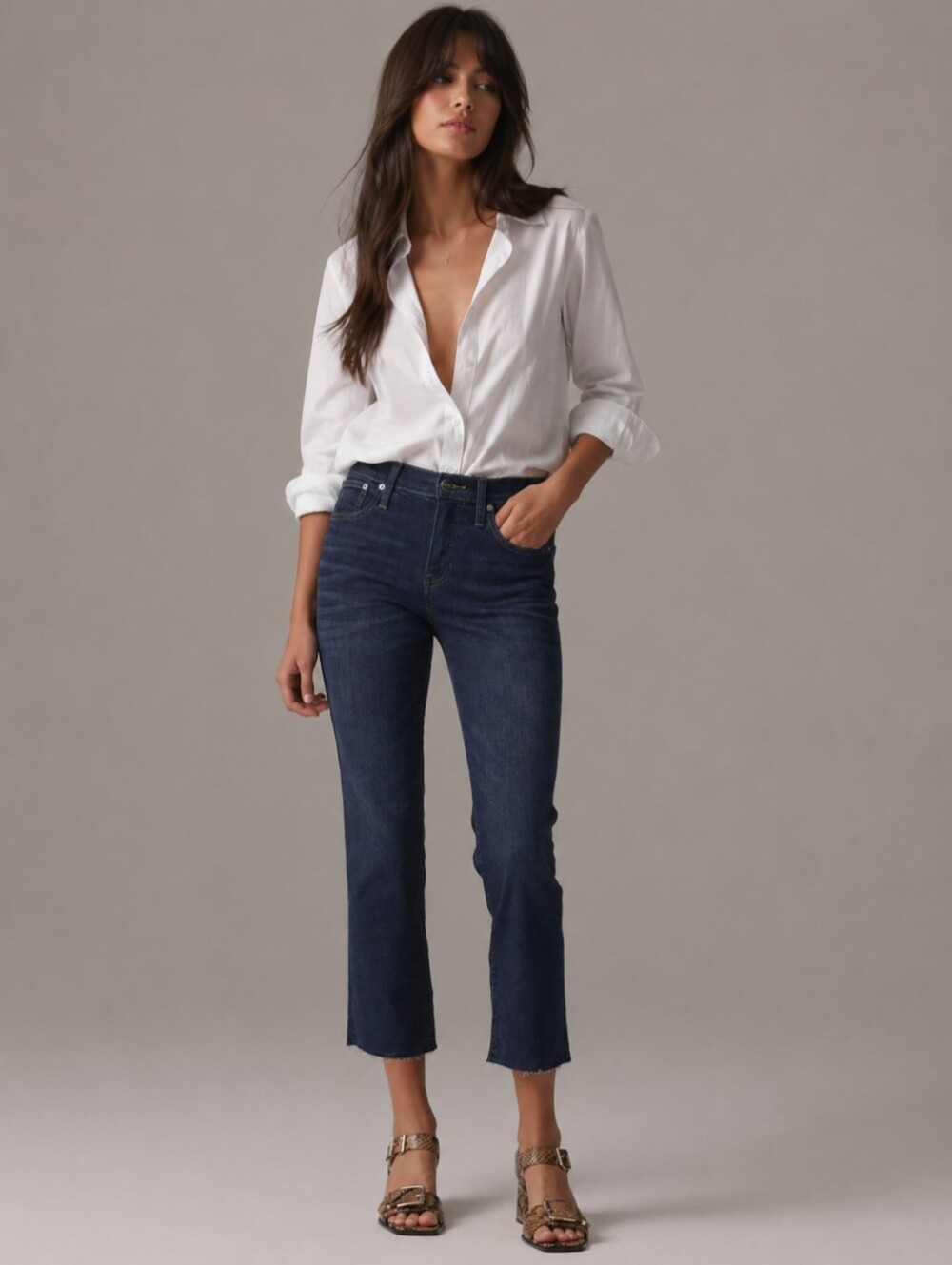J. Crew Kickout Jeans Crop Cropped Raw Hem Dark Wash Size 31